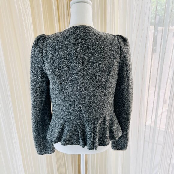 Elevenses Size 4 Women's Gray Ruffle Tweed Jacket Anthropologie - Picture 2 of 7